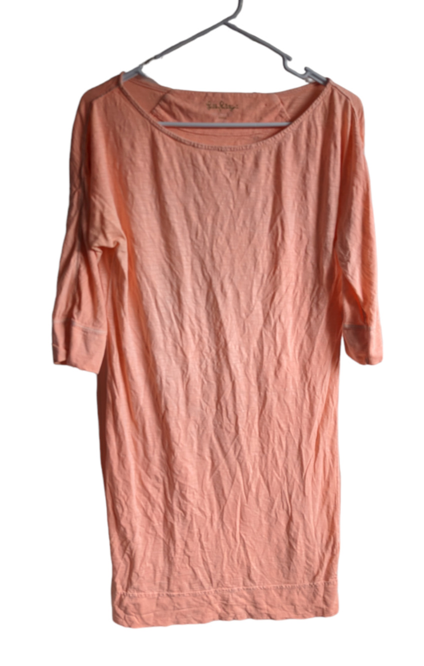 Lilly Pulitzer Womens Cassie T Shirt Dress Knit Light Orange/Pink Pullover Sm